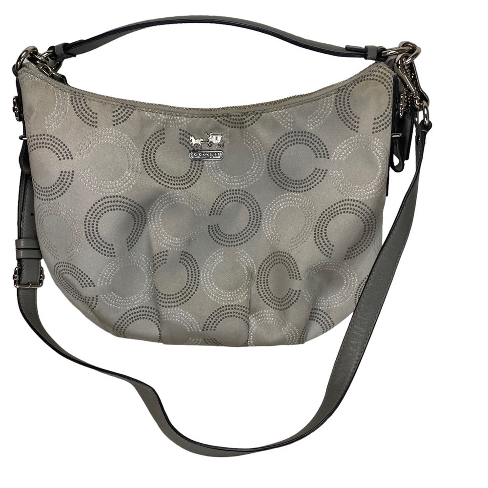 Coach Handbag Crossbody Silver Signature C - Picture 5 of 12